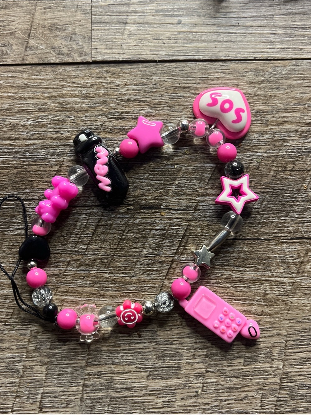 Cute Beaded Phone Charm Keychain Y2K Phone Accessory